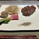 Teppanyaki Kaika - 旬の焼き野菜と黒毛和牛肉のステーキ