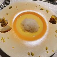 日和庵 - バターナッツカボチャのスープとタイラギ貝 コーヒーの泡