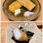 百式 - とうもろこしの天ぷら&銀鱈幽庵焼き
