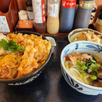 ごはん処 かつ庵 - 鱧イカとじ丼大＆冷揚なすうどん～☆