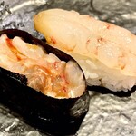 鮨榮 - ボタンエビの味噌軍艦