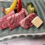 ホテル花更紗 - 料理写真:台の物　飛騨牛鉄板焼き