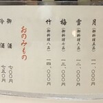 割烹蒲焼 わかな - メニュー 会席料理とおのみもの
