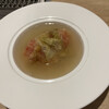 Yakiniku Akira Zen - 前菜　牛骨スープ　トマトを昆布で巻いてある