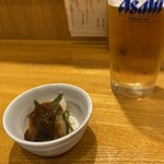 味のまる藤 - お通し　生ビール