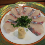 味処 大丸 - しまあじ刺身 850円