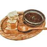 쇠고기 줄기 레드 와인 된장 조림 토스트 포함/Beef tendon stew in red wine miso