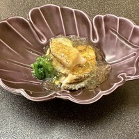 是しん - 鮑　焼きナス　かぶら　春菊