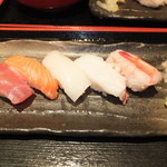 海へ - 寿司そばセット　９８０円　握り５貫・ガリ付　【　２０１３年９月　】