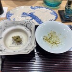 鮨旬美西川 - 肝ソース載せて半分食べる。