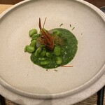 早苗饗 - 「南蛮海老」枝豆　モロヘイヤ