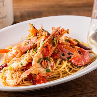 [Most popular pasta] Peperoncino linguine with shrimp heads