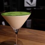 Tiramisu cocktail with brown sugar syrup and matcha