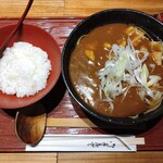 Ren - 豚バラカレーそば（850円）、白飯（100円）