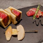 クリムゾン - 熊本県産黒火乃牛のシャトーブリアンカツサンドとステーキ　