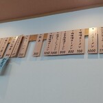ラーメン処菊忠食堂 - 壁掛けメニュー(2023年7月現在)