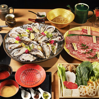 可以品尝到奶油般浓郁的大牡蛎和极品日本牛肉套餐。