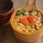 A bucket Oyako-don (Chicken and egg bowl) is a drink.