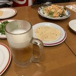 Indoryouri Za Tando-Ru - 生ビール、サラダ、枝豆、パパド