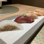 Suidoubashi Sushimitsu - アオリイカ、鰹、鯛、車海老、ホタテ