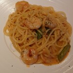 ル・パスタガーデン - ｴﾋﾞとｱｽﾊﾟﾗのﾋﾞｽｸﾄﾏﾄｸﾘｰﾑｿｰｽ