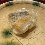 礒田 - ぐじの天ぷら。鱗が見事なほどにパリパリ。身はふっくら。淡いお出汁をかけて。