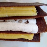 Restaurant Bellustar - 2023/9月下旬。かぼすとミルクとコブミカンの3層のミルフィーユ風のデザート。