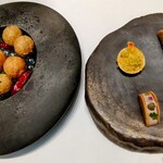 Restaurant Bellustar - 2023/9月下旬。グジェール3種と豚のリエットと銀杏タルト。