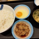 Matsuya - 生玉子定食、ご飯大盛り、牛皿小鉢　２９０円