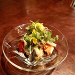 りょうりや 御旅屋 - とまと　ぶどう　無花果　生ハムのみぞれ酢