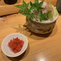 玄水 - 鱧　梅のジュレ　ジュレが凍らしたのをかき氷みたいにしてありめちゃくちゃ美味しい