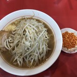 千里眼 - ラーメン 麺130g ニンニク・ショウガ・カラアゲ別皿で