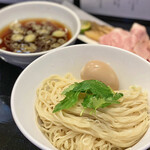 Menya San Q - 鶏清湯つけ麺+味付け半熟玉子