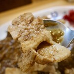 スタミナカレーの店バーグ - スタミナカレー・焼き（800円）＋中盛（170円）