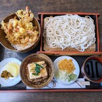 生蕎麦 海老家 - ミニ天丼セット（もり）930円