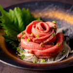 Low temperature cooked tongue sashimi