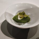 MOTOI - 抹茶のソルベ　お醤油をきかせたお煎餅