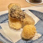 鮨 竜介 - 2023.8.  松茸のフライ & 蟹クリームコロッケ