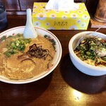 ラーメン・餃子 マルイチ - 特濃ド豚骨ラーメンとチャーシュー丼