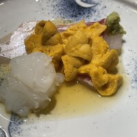 富小路 やま岸 - 明石鯛　長崎ケンサキイカ　由良萩原丸赤雲丹