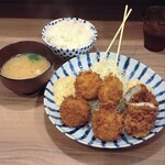 Tonkatsu Odayasu - ホタテ串フライ定食にハモフライ追加
