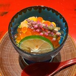 おおたに - いくらと鮭の南蛮漬け　長芋のゼリー寄せ　蔓紫