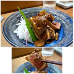 Kaerimichi - ＊タタキにした鮪とニンニクを一緒に頂くと、いいお味。殆ど夫が食べたのですが、翌日の午後までニオッテましたよ。(^◇^;)