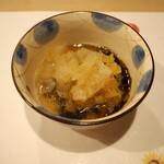 うを徳 - 岩もずく + 土佐酢シャーベット + トマトジュース