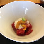 小松 弥助 - ２皿目：づけとウニの山かけ