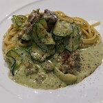 Ristorante La Soglia - サルシッチャとズッキーニのバジル風味スパゲッティ（2023.8）