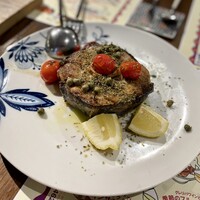 biodinamico - 皮付きマグロ"尾肉"の薪焼き