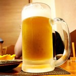 いざかや しん - 生ビールで乾杯♪(*^^)o∀*∀o(^^*)♪「誕生日おめでとう。」