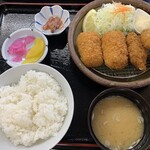 市場食堂 せん政水産 - F定食 カニクリームコロッケ+カキフライ　1300円