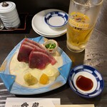 竹房 - かつを刺身と生ビール